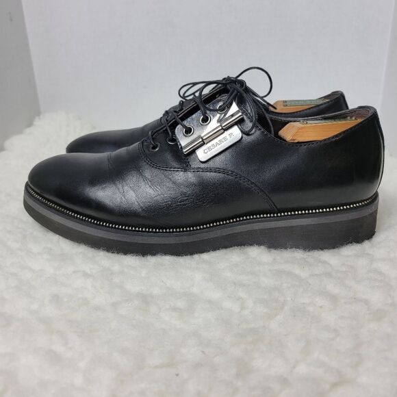Cesare Paciotti Mens Shoes  Size 7 Black Leather Oxford Derby Luxury - Picture 2 of 12